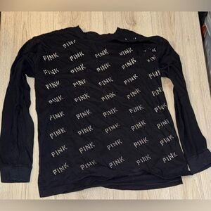 PINK Victoria's Secret Black bling Long Sleeve Tee shirt top